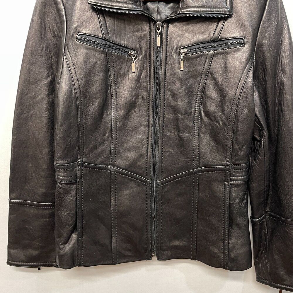 Anne Klein Women 100% Leather Full Zip Jacket Size Large M290 -4 - Picture 10 of 15